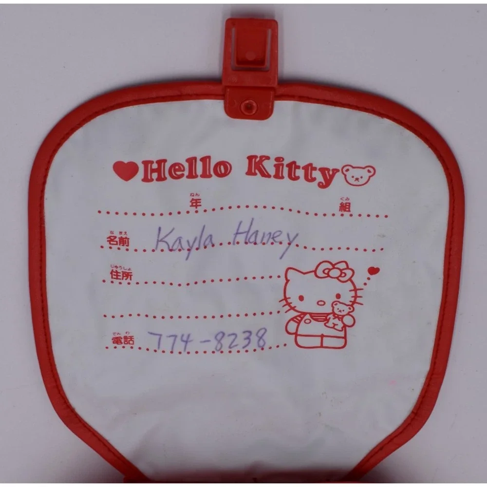 Vtg Sanrio Hello Kitty Backpack Small Red Book Bag - Happy to Have a Friend Like